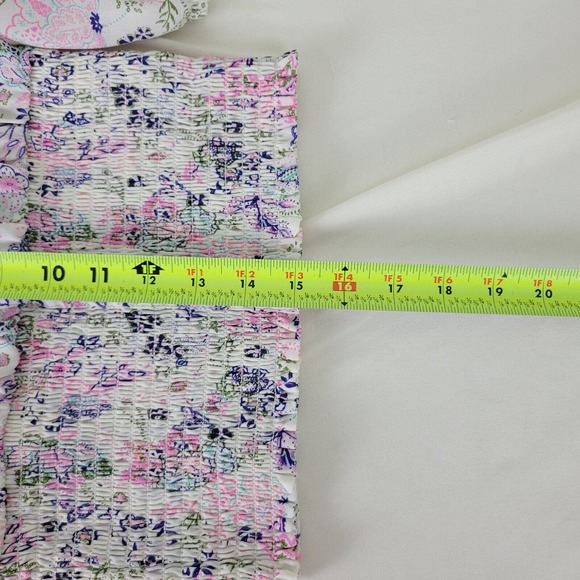 No Boundaries Juniors Blouse Size 1 Top White Floral‎ Long Sleeve Square Neck - Picture 7 of 11